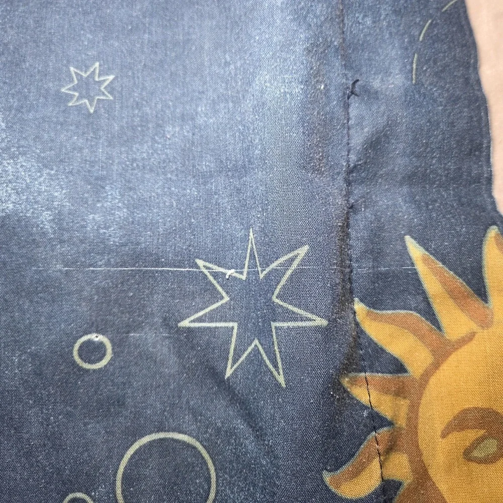 Vintage Celestial Sun Moon Stars King Size Pillowcase Blue Astrology Whimsigoth